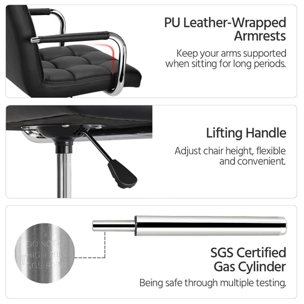 Juoda PU odos biuro kėdė - Image 6