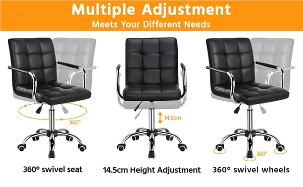 Juoda PU odos biuro kėdė - Image 18