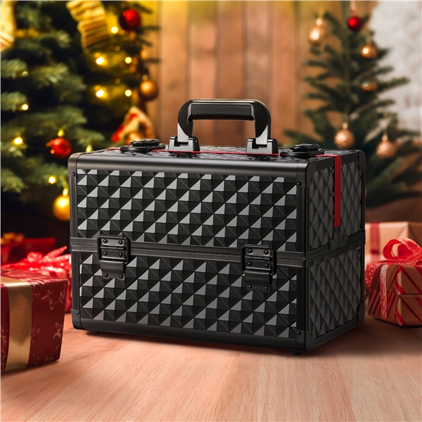 Kosmetikos ir juvelyrinių dirbinių juodas dėklas