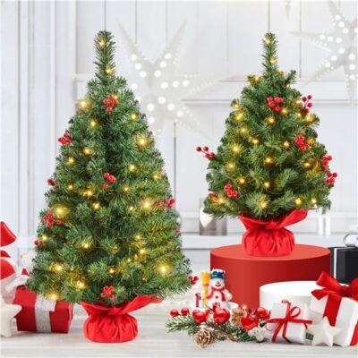 Mini dirbtinė Kalėdų eglutė su LED lemputėmis