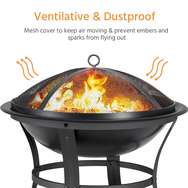 Apvali laužavietė su tinkleliu nuo kibirkščių – 54 cm - Image 13