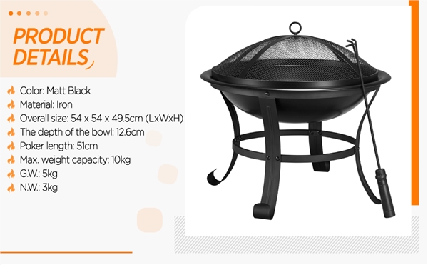 Apvali laužavietė su tinkleliu nuo kibirkščių – 54 cm - Image 18