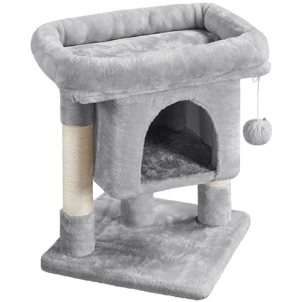 Šviesiai pilkas 59 cm kačių medis su draskykle - Image 2