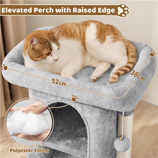 Šviesiai pilkas 59 cm kačių medis su draskykle - Image 5