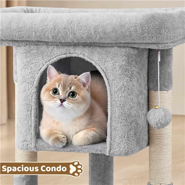 Šviesiai pilkas 59 cm kačių medis su draskykle - Image 6