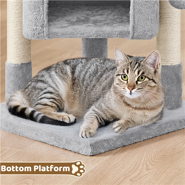 Šviesiai pilkas 59 cm kačių medis su draskykle - Image 7