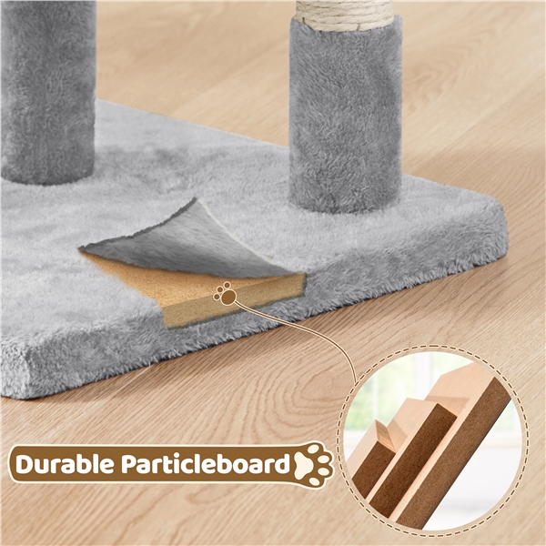 Šviesiai pilkas 59 cm kačių medis su draskykle - Image 9