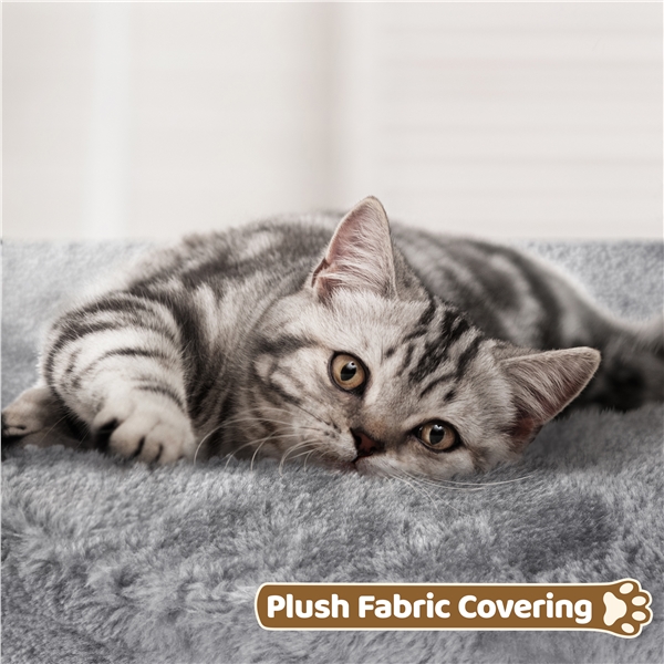 Šviesiai pilkas 59 cm kačių medis su draskykle - Image 11