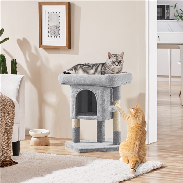 Šviesiai pilkas 59 cm kačių medis su draskykle - Image 12