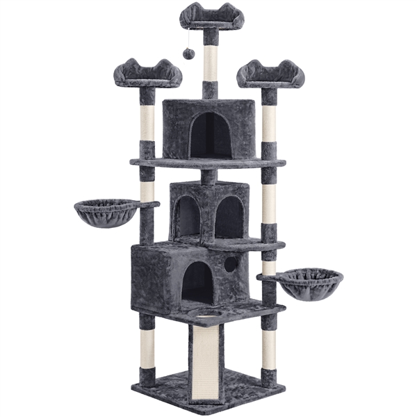 Aukštas 194 cm kačių bokštas – Tamsiai pilkas - Image 2