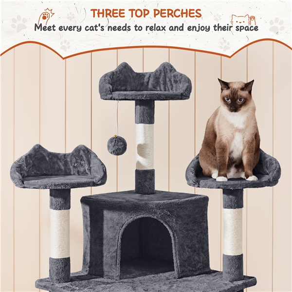 Aukštas 194 cm kačių bokštas – Tamsiai pilkas - Image 4