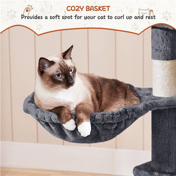 Aukštas 194 cm kačių bokštas – Tamsiai pilkas - Image 5