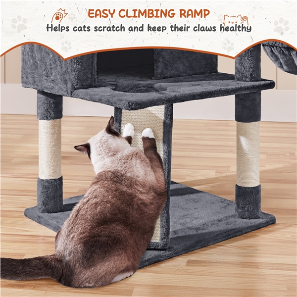 Aukštas 194 cm kačių bokštas – Tamsiai pilkas - Image 7