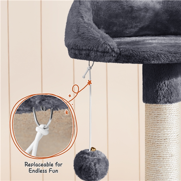 Aukštas 194 cm kačių bokštas – Tamsiai pilkas - Image 9