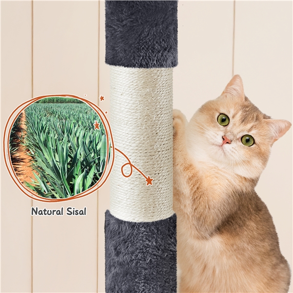 Aukštas 194 cm kačių bokštas – Tamsiai pilkas - Image 10