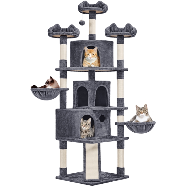 Aukštas 194 cm kačių bokštas – Tamsiai pilkas - Image 11