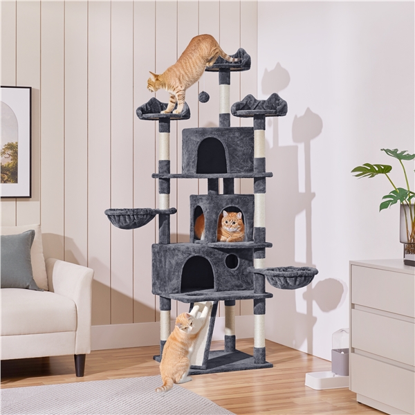 Aukštas 194 cm kačių bokštas – Tamsiai pilkas