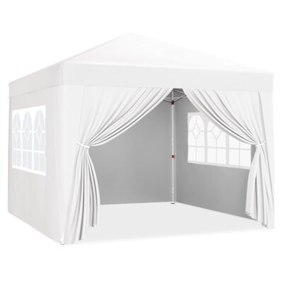 ⛺ Sulankstoma pavėsinė 3 × 3 m su sienelėmis – balta