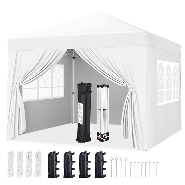 ⛺ Sulankstoma pavėsinė 3 × 3 m su sienelėmis – balta - Image 3