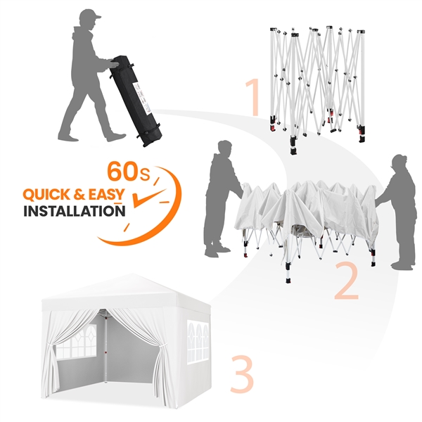 ⛺ Sulankstoma pavėsinė 3 × 3 m su sienelėmis – balta - Image 7